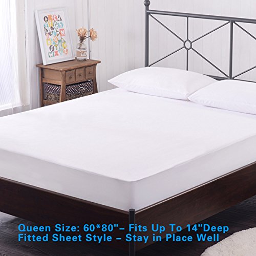Matratzenschoner mit Spannumrandung Weiß 150×200 cm| Wasserdicht| Anti-milben| Inkontinenz| Rundumbezug| Premium Microfaser| Atmungsaktiv - 7