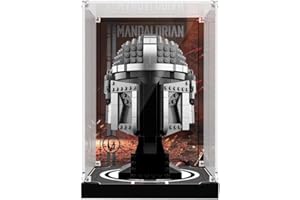APRILA Vitrine en acrylique 3 mm pour Lego 75328 Star Wars Casque mandalorien Modèle Vitrine étanche à la poussière Boîte de rangement transparente pour modèles d'objets de collection 19,2 x 19,2 x