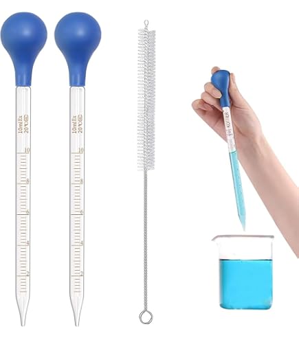 Pipetta per trasferimento da 0,5 ml, 1 ml, 2 ml, 3 ml, pipetta in vetro con spazzole, contagocce in vetro, contagocce per laboratorio, alimenti, ricerca, medicina e scuola