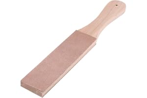 Walfront Strop Affûtage Aiguisoir Main en Cuir avec Manche en Bois pour Affûter Les Outils en Cuir
