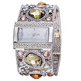 SW Watches ASJ Marke Damen Armbanduhren Frauen Luxus Gold Mode Lässig Uhr Diamant Kleid Quarz-Armbanduhr(SCHWARZ, Gold, Silber),Silver