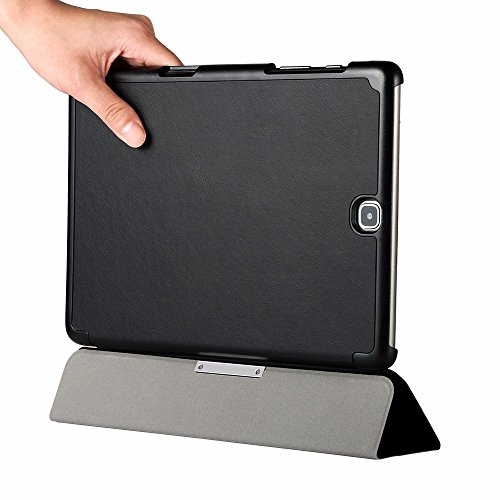 EasyAcc Ultra Slim Samsung Galaxy Tab A 9.7 T550 Hülle Case Tasche PU Leder zubehör hüllen für Samsung Galaxy Tab A 9.7 Smart Cover mit Auto Sleep Wake up / Standfunktion (Schwarz, Kunstleder, Ultra dünn) - 2