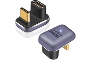 Maxhood 180 Degree USB C Adapter 240W, 2Pack U Shape USB C Adapter 40Gbps, USB C 180 Degree Angled USB C Extender Connector Support 8k Video Audio Display for Laptop, Macbook, Thunderbolt 4/3