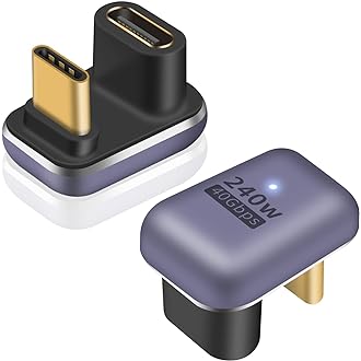Poyiccot 180 Degree USB C Adapter 240W, 2-Pack U Shape ...