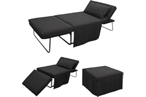 MarinelliGroup Pouf letto singolo con materasso 75X75X43 cm salvaspazio pieghevole camera cameretta soggiorno poggiapiedi tessuto Beny (Nero)