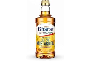 Bharat Pure Mustard Oil 1 Litre | Kachi Ghani Cold Pressed Mustard Oil | Authentic Indian Cooking Oil | Rich in MUFA & PUFA | Strong Aroma & Flavor