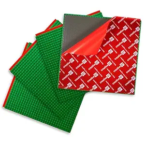 Peel-and-Stick Baseplates - Self Adhesive Building Brick Plates - Compatible with All Major Brands - 4 Pack - Green - 10 inch x 10 inch - By Creative QT