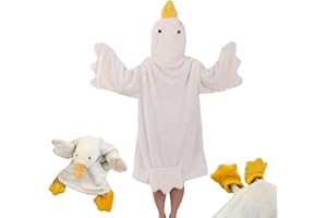 YEGANG Big White Goose Wearable Blanket - Quirky Couples Hoodie Onesie Thick Coral Fleece Giant Sleeping Bag Cosplay Costume Cozy Sleep Dress Winter Warm Pajamas Sleepwear