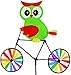 Produktbild Windrad / Windspiel - " Eule mit Fahrrad - grün " - für Garten & Balkon - Windmühle & Windrichtungsanzeiger - Windräder - Wetterfest für Außen - Windspiele mit Spieß 85 cm - Vögel bunter / Fahrräder - lustige Eulen - Wetterhahn
