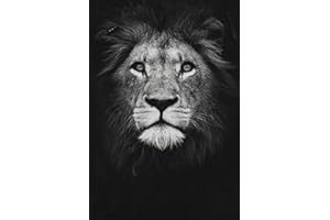 BUZHIA Bilder Auf Leinwand,Schwarz Und Weiß Mode Tier Löwe Dekor Leinwand Gemälde Kunstdruck Poster Bild Wand Schlafzimmer Wohnzimmer Dekoration Malerei Wandbild（1）, 60 * 80