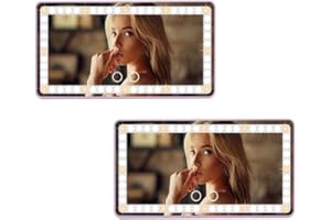 Feisate 2 Pack Car Mirror Visor Vanity with Rechargeable LED Lights, 3 Light Modes & Dimmable Touch Screen, Large Sun Visor Vanity for Truck, Girly Car Accessories for Women Interior, Pink