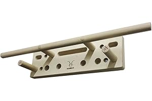 KASIROCK Tavola per trazioni 82+ Bright Star con 6 slot per barre rotonde, una linea di maniglie per diverse maniglie e larghezze e barra per trazioni da 82 cm, 60 x 18 x 16 cm, con 2 aste in legno