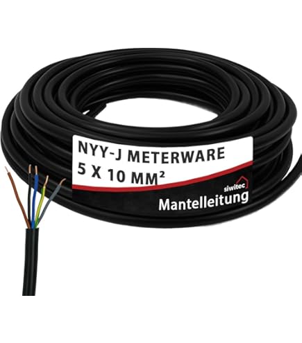 10m Ring Erdkabel Erdleitung Beton Wasser Kabel NYY-J 5x10 Mm²