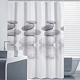 Goldbeing Duschvorhang 240x200 Textil Grau Pebble Schimmelresistenter und Wasserabweisend Shower Curtain mit 16 Duschvorhangringen