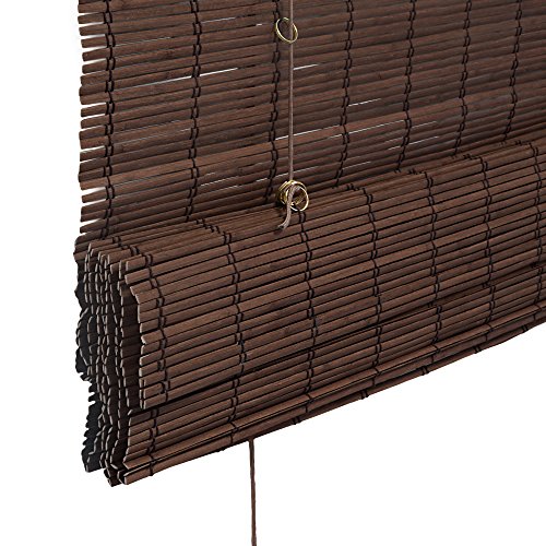 Klemmfix Bambusrollo Raffrollo 80 x 160cm in dunkelbraun – ohne Bohren – VICTORIA M - 5