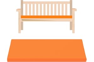 FOAMHAVEN Water-resistant Garden Bench Pad for Outdoor/Indoor Seat Cushion, Zipped, Removable Cover – Durable, Foam Padding for Garden, Patio, Dining, Entryway Benches (Orange, 2 Seater 108 x 45 x 6 cm)