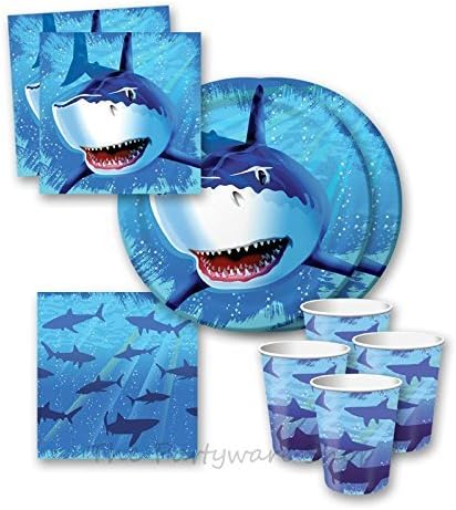 Shark Splash Party Tableware Pack for 16 by The Partyware Shop