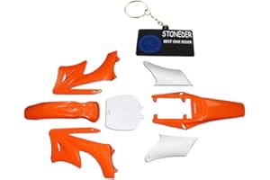 Kit de 7 pièces de carrosserie orange en plastique haute résistance Stoneder, garde-boue, carénage, pour mini moto de cross chinoise Apollo Orion 47 cc - 49 cc, 2 temps