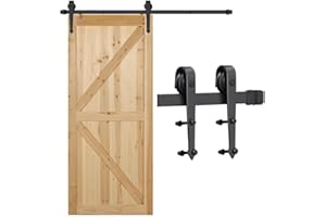 Yaheetech Binario per Porta Scorrevole 6 ft/183 cm Kit Ferramenta Industriale per Anta Scorrevole Esterno Interno da Muro in Metallo Nero Portata 100 kg