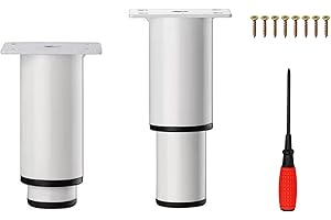 EURXLQ 2 Nóżki Meblowe,Nóżki Regulowane Nóżki do Mebli,Pogrubione Nóżki Szafy,Nogi Meblowe do szafy,Stołu,Sofy,łóżka ze śrubami,śrubokręte (Biały, 8-12 cm)