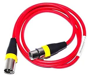 MA Male To Female 3 Pin Microphone Mic extension Balanced Audio Guitar Amplifier Mixer Cable (Red, 1.8m)