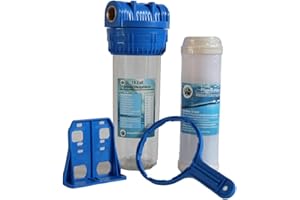 PLANET-AQUA Wasserfilter Gehäuse Set Filtergehäuse 10 Zoll x 3/4" IG + IRON Eisenfilter Hauswasser Garten Brunnen Zisterne Pool Pumpen Filter gegen Eisen im Wasser