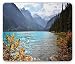 Produktbild Landscape Mouse Pad, Lake Louise Banff National Park Canada Mountains Autumn Plants, Standard Size Rectangle Non-Slip Rubber Mousepad, Pale Blue and Earth Yellow 9.8 X 11.8 inch