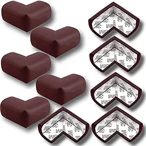 Openja Self-Adhesive Corner Guard Baby Safety Proofing Soft Cushion Protector for Table Edge, Cabinet, Stair (Pack of 10, Brown)