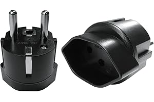 Prise Adaptateur Suisse/Liechtenstein vers UE, Prise Suisse 3 Broches vers Prise 2 Broches DE/FR/IT/ES pour Visiteur Suisse/Liechtenstein (1 Pièce, Noir)