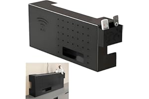 PUIOTEAI Wandbehang Router Verstecken Regal, Router Regal, Router Aufbewahrungsbox, Wand Router Aufbewahrungsbox, Wandmontage Tv Kabel Organizer Box(Black)