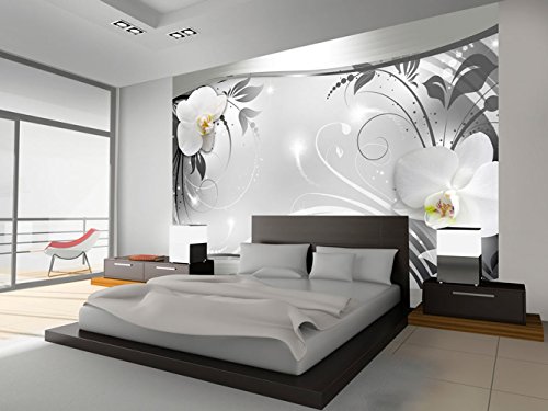 FOTOTAPETE 400×280 cm – VLIES TAPETE PREMIUM – PROFI QUALITÄT – 3 Farben zur Auswahl – Top moderne Wanddeko – Wandbilder XXL – Riesen Wandbild – Top Design Tapete – Neue exklusive Edition mit noch besser Druckauflösung – Deutsches Premium Vlies – Blumen Orchidee Ornament Abstrakt b-A-0078-a-b - 2