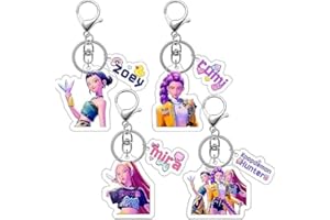 HYZMSZA 4 Pièces Porte-clés de Dem0n Hun-ters, Porte-clés Animé en Acrylique pour Sac, Sac à Main, Breloque, Merchandising Anime de Mignon Décorations, Idée Cadeaux pour Enfan