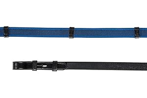 Shires Aviemore Continental Rubber Grip Reins-Black/Blue 54'' x 5/8''
