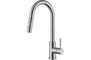 Tohlar Kitchen Sink Mixer Tap with Pull Out Sprayer, Modern Stainless Steel Single Handle Pull Down Sprayer Tap (Brushed Nickel)