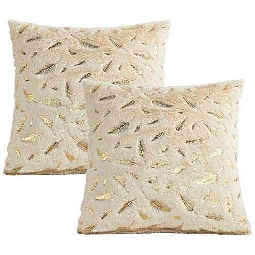 JOTOM Solid Color Gold Feather Plush Fur Throw Pillow Cover,Cushion Cover Pillowcase for Couch Sofa JOTOM Solid Color Gold Feather Plush Fur Throw Pillow Cover,Cushion Cover Pillowcase for Couch Sofa