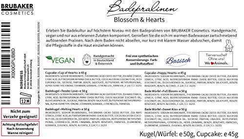 6er Set BRUBAKER Cosmetics Badepralinen „Blossom & Hearts“ handgemacht und vegan - 6