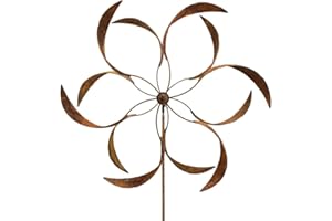 CRISPE HOME & GARDEN Large Metal Windmill 'Flower XXL' - Solid Wind Chime Windmill for the Garden - Weatherproof and Stable - with Best Ball Bearings - Made of Full Metal with Patina Patina - Height 263 cm