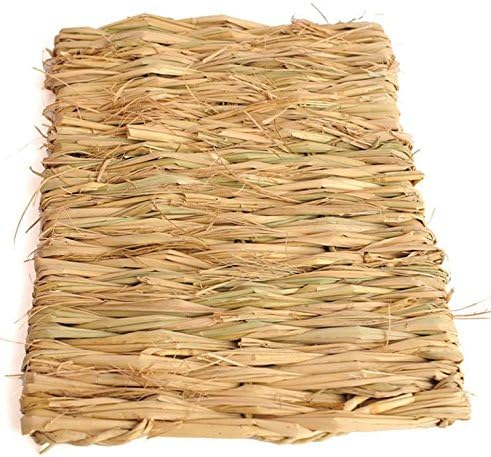 Cooliya Handmade Natural Woven Straw Grass Mat Pet Bedding Chew Toy for Rabbit,Bunny,Hamster and Small Animals (L)