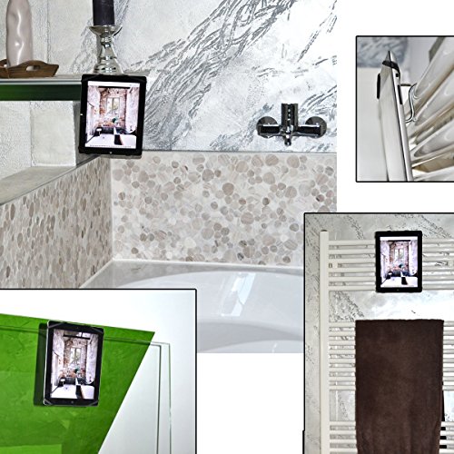 REALflex-Strap PAD; Halterung / Handhalterung für iPad-, Tablet-, E-Book-Reader-, Amazon Kindle-Halterung/-Adapter; multifunktionaler und mega robuster Universaladapter aus Gummi. Halterung für alle derartigen Gerätetypen in Küche, Bad, Werkstatt und Freizeit. STRETCH – STAND AND FIX IT! - 4