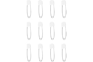 Tabanzhe Nappy Safety Pins-12PCS 2.2Inch/55mm Locking Cloth Bib Diapers Pins Durable Head Fasteners with Safety Lock Closures Reusable Secure Pins for Flat and Prefold Nappies