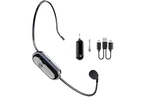KINIZUXI Microfono Wireless Professionale Microfono Archetto Wireless Auricolare/a Mano 2 in 1, Wireless Microfono Ricaricabile Spina Jack da 6,35mm e 3,5mm per Altoparlanti, Amplificatore Vocale, Sistema PA