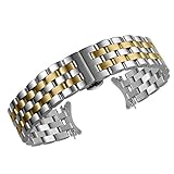 20mm Premium-Edelstahl ss Uhrenarmbänder Armbänder 316l Inox Stahl massive Links gebogene Enden zwei Ton Silber und Gold