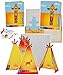 Produktbild 48 tlg. Set _ Einladungskarten - incl. Umschlag - " Indianer Zelt / Totem " - für Mädchen & Jungen - Einladung / Karte - Kindergeburtstag - Party - Fest Deko - Dekoration - Einladungen - Indianerparty / Indianerfest - Western