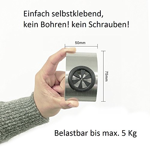 Handtuchklemme Halter Haken Selbstklebend für Bad Küche Edelstahl in Silber (4stk) - 3