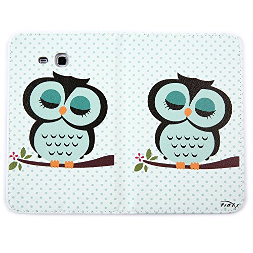tinxi® Für Samsung Tab 3 7.0 Lite Case, Kunstleder Tasche für Samsung Galaxy Tab 3 7.0 Lite T110 T111 T113 T116 7 Zoll (17,78 cm) Tasche PC Tablet Schutzhülle Folio Hülle Etui Flipcase Cover Case hellgrüne Eule Owl (NICHT FÜR Tab 3 7.0 T210 T211 geeignet) - 3