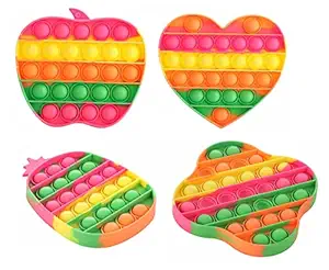 Pop It for Kids, Silicone Rainbow Colour, Simple Fidget Popper,Stress Relief Toy, Joy for All Age Group, Best Gift or Girls, Boys, Kids, Assorted Any 1 Pop up Toys, Pack of 1