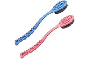 ‎QICHENG&LYS QiCheng&LYS Badebürste Mit Langem Griff, Handmassagebürste Durchblutung Zu Verbessern,Cellulite Massage14 Zoll (Blau and Rose)