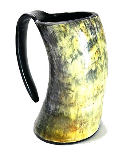 Ale Horn Hand Made Natural Finish Drinking Horn Tankard 20Oz Natural Horn by AleHorn