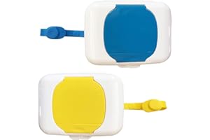 TAIZER Scatola Salviettine Umidificate Scatola 2pezzi Dispenser Salviettine Portatile Riutilizzabile Tessuto Umido Scatola Immagazzinaggio Viaggio Esterni Infantile Passeggino Contenitore Salviette