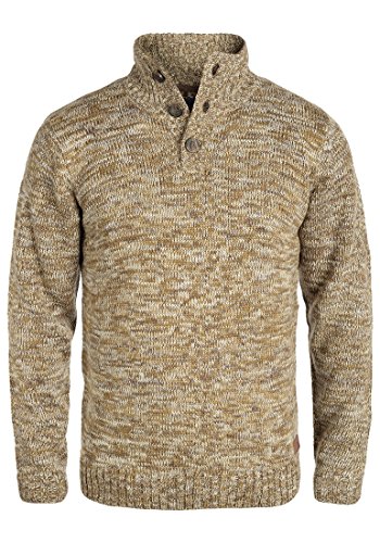 Blend Teno Herren Winter Pullover Strickpullover Troyer Grobstrick mit Knopfleiste, Größe:XL, Farbe:Mocca Mix (70816)